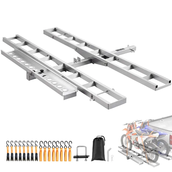 600 lb Motorcycle Hitch Carrier — Aluminum Ramp & Dual-Bike Hauler