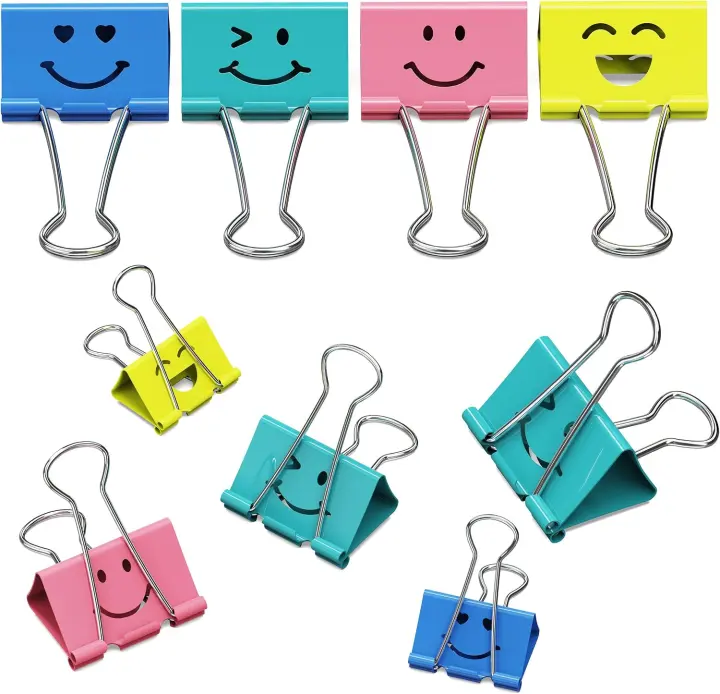 Colorful Cute Binder Clips — 62‑Pack Assorted Sizes