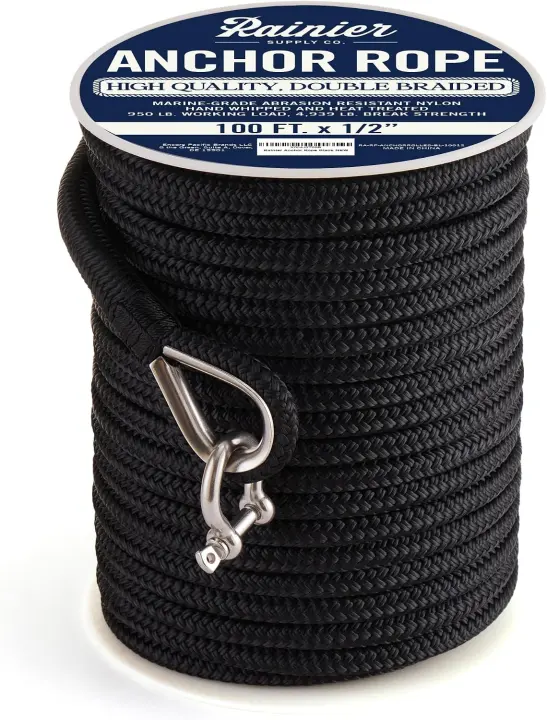 Double-Braided Nylon Boat Anchor Rope with 316 Stainless Thimble