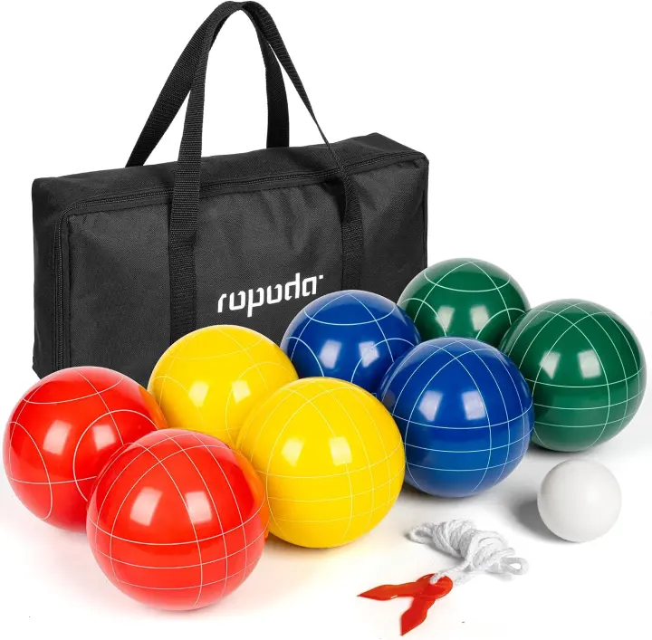 Ropoda 100mm Bocce Ball Set — 8 Resin Balls with Carry Bag