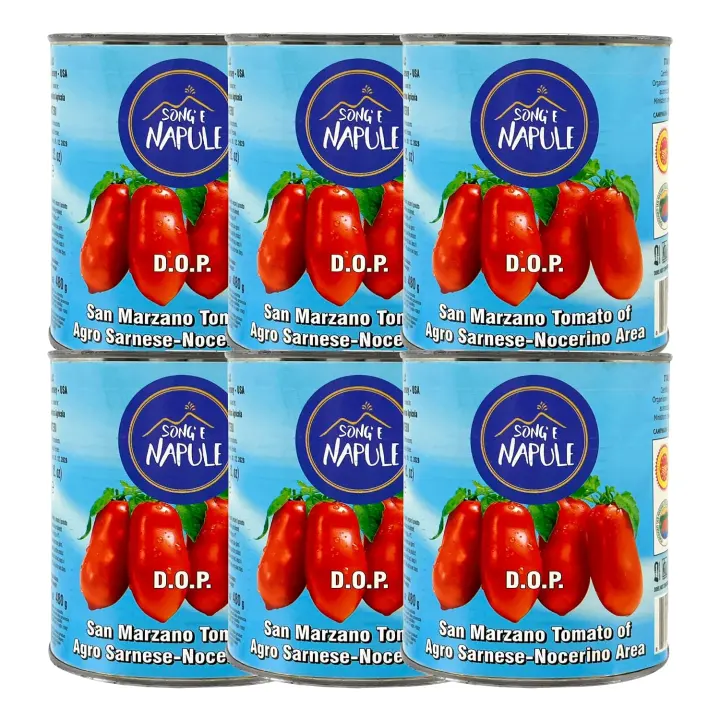 San Marzano DOP Whole Peeled Plum Tomatoes — 28 oz Cans (6-Pack)