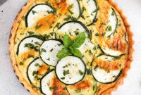 Mediterranean Zucchini Feta Mint Quiche