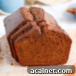 Crumb shot of the coffee loaf.