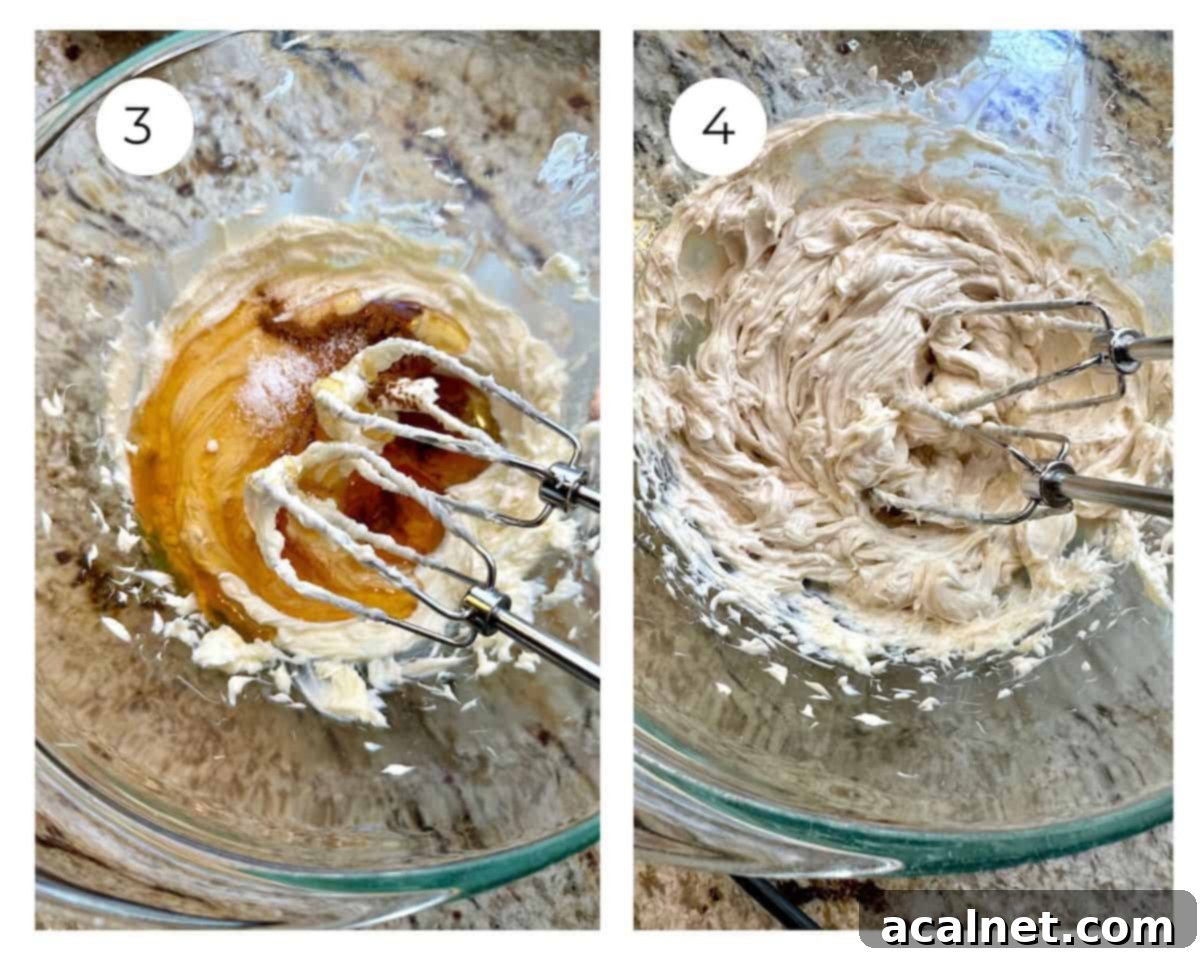 Whipped butter in a small bowl with pure honey, ground cinnamon, and fine sea salt being carefully added and blended with small whisks.