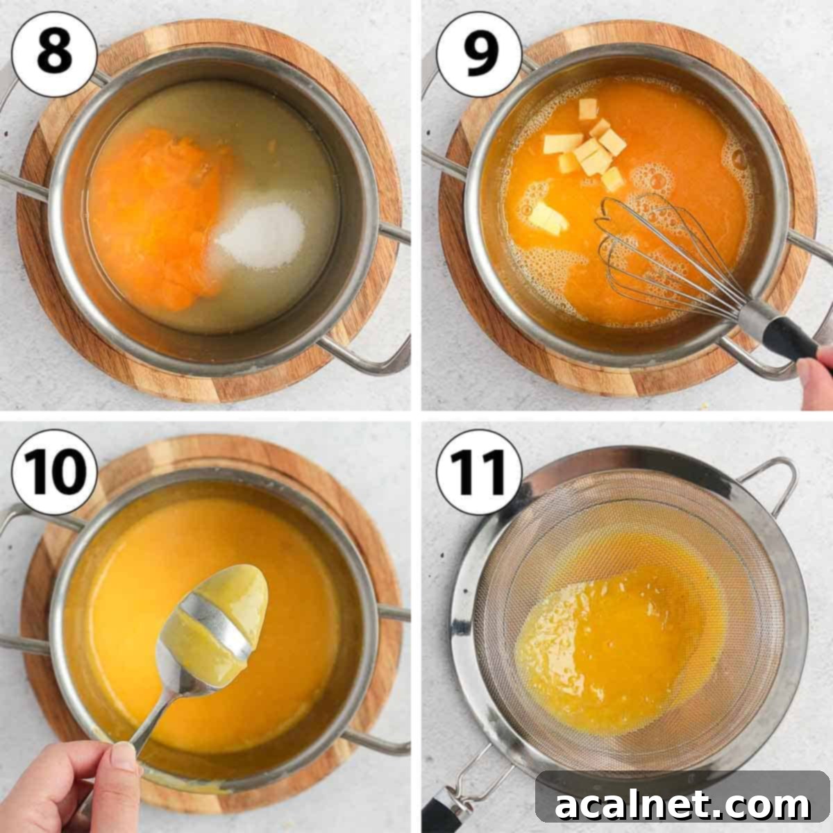 Zesty Mini Lemon Curd Cheesecakes 7 Process Shot Collage: step-by-step creation of the homemade lemon curd topping.