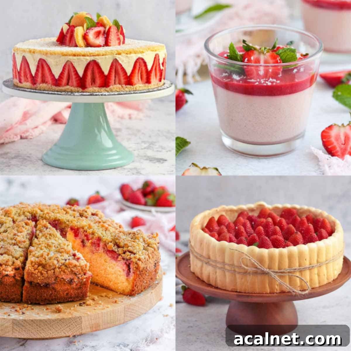 A vibrant display of fresh strawberry desserts, showcasing their deliciousness and summer appeal.