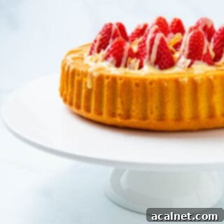 Fruity Strawberry Flan, ready to be served with cream or ice cream.