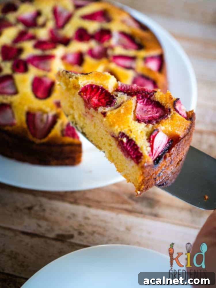 Delicious Strawberry and Lemon Polenta Cake, perfect for an afternoon treat.