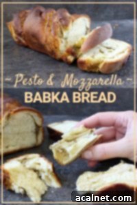 Pesto and Mozzarella Babka Bread, a super easy bread recipe perfect for beginners. The delicious, light babka bread is made even better with a homemade basil pesto and fresh mozzarella filling. Enjoy it fresh or use a slice to make decadent garlic bread!