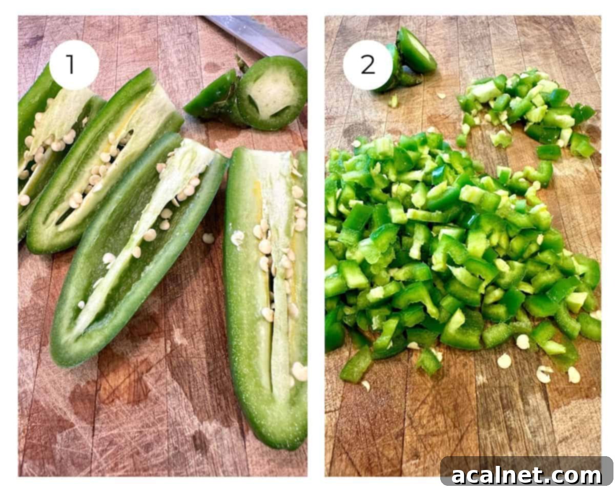 Sweet Heat Cranberry Jalapeño Meatballs 4 Jalapeno peppers sliced and diced, with seeds removed for milder heat.