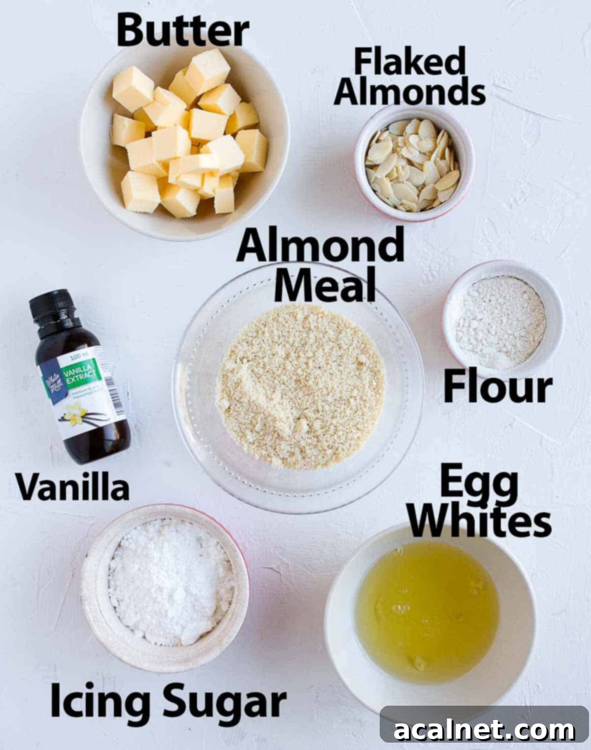 Ingredients on a white surface.