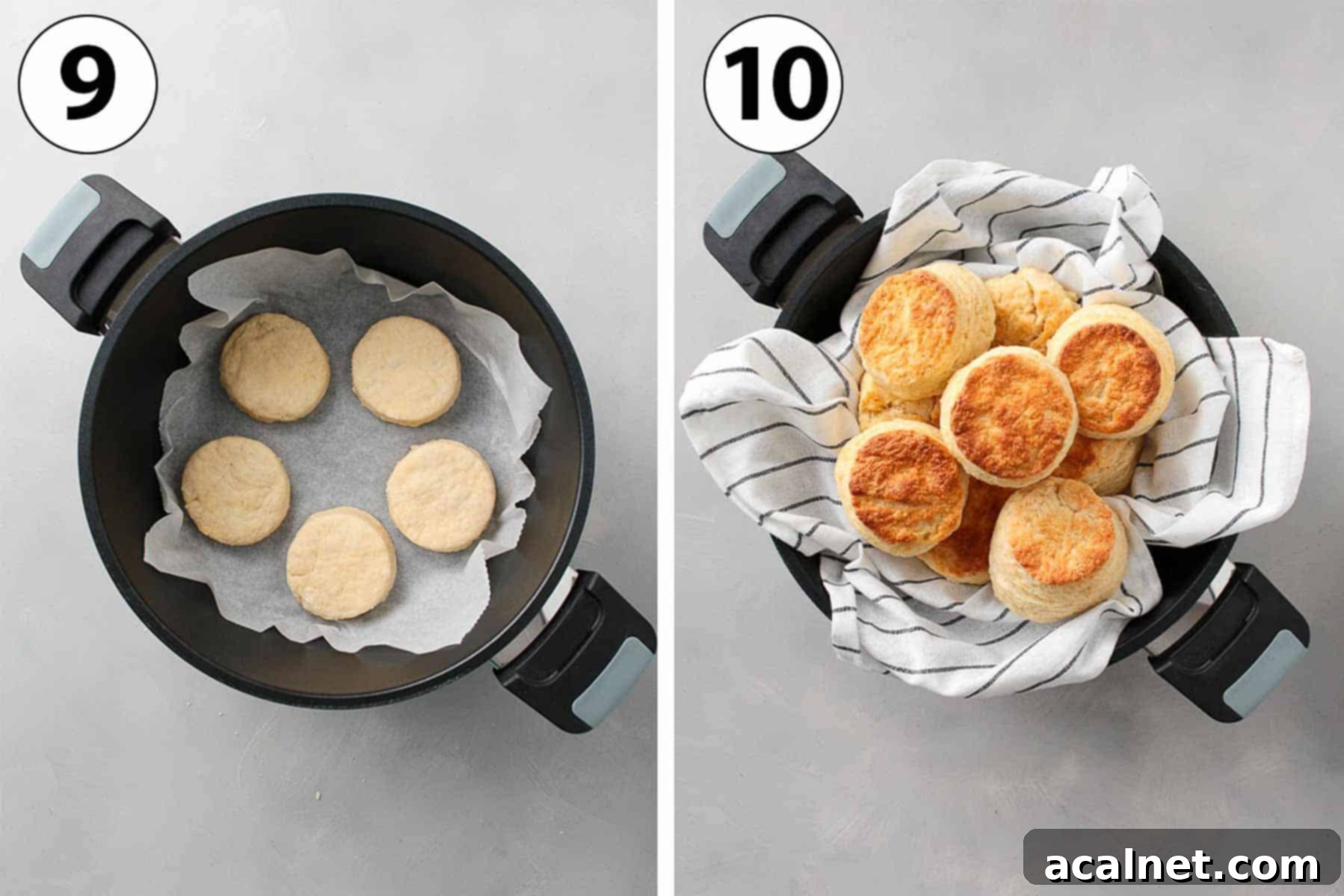 Easy Remoska Scones 7 Process Shot Collage: baking the scones in the remoska.