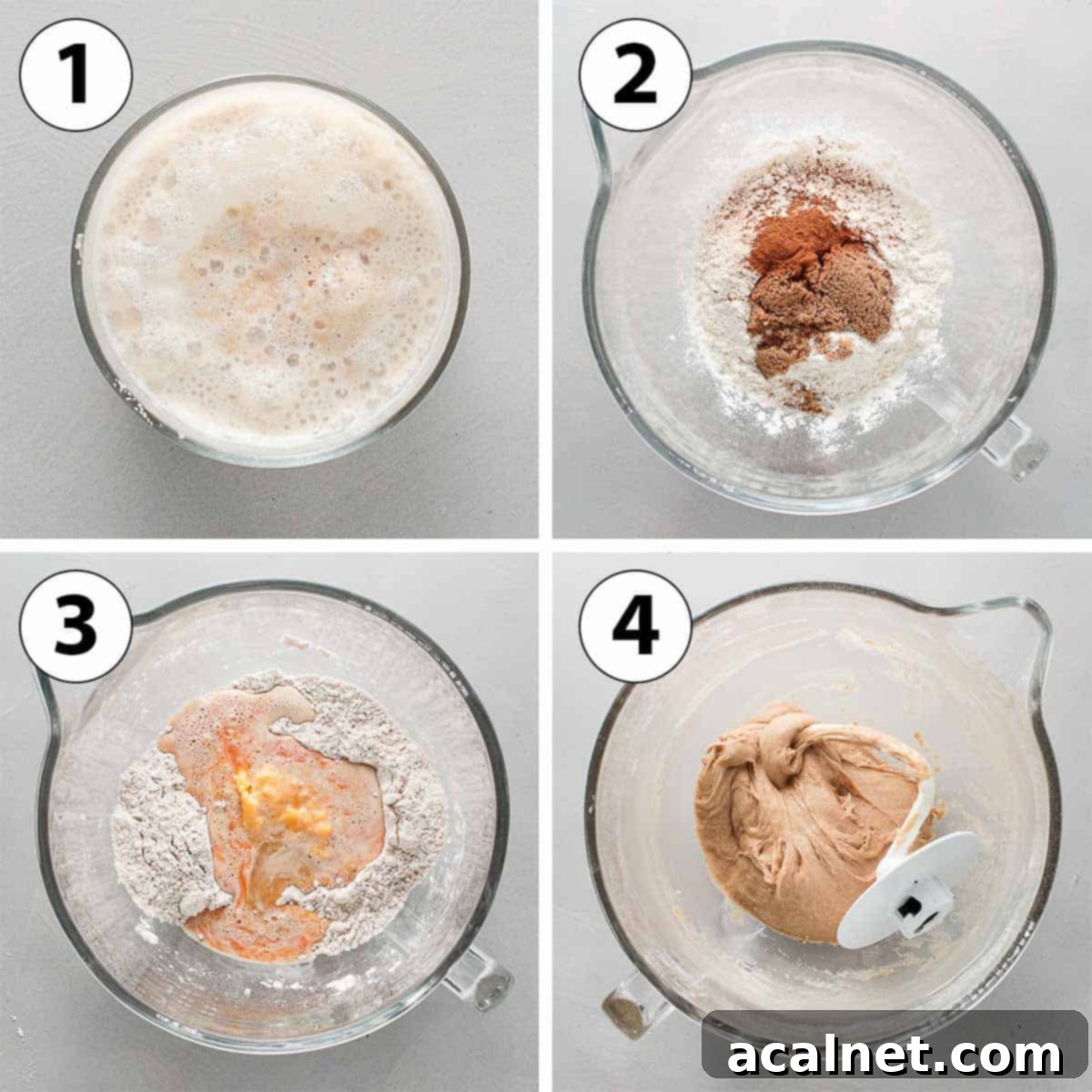 Process Shot Collage: making the cinnamon roll dough.