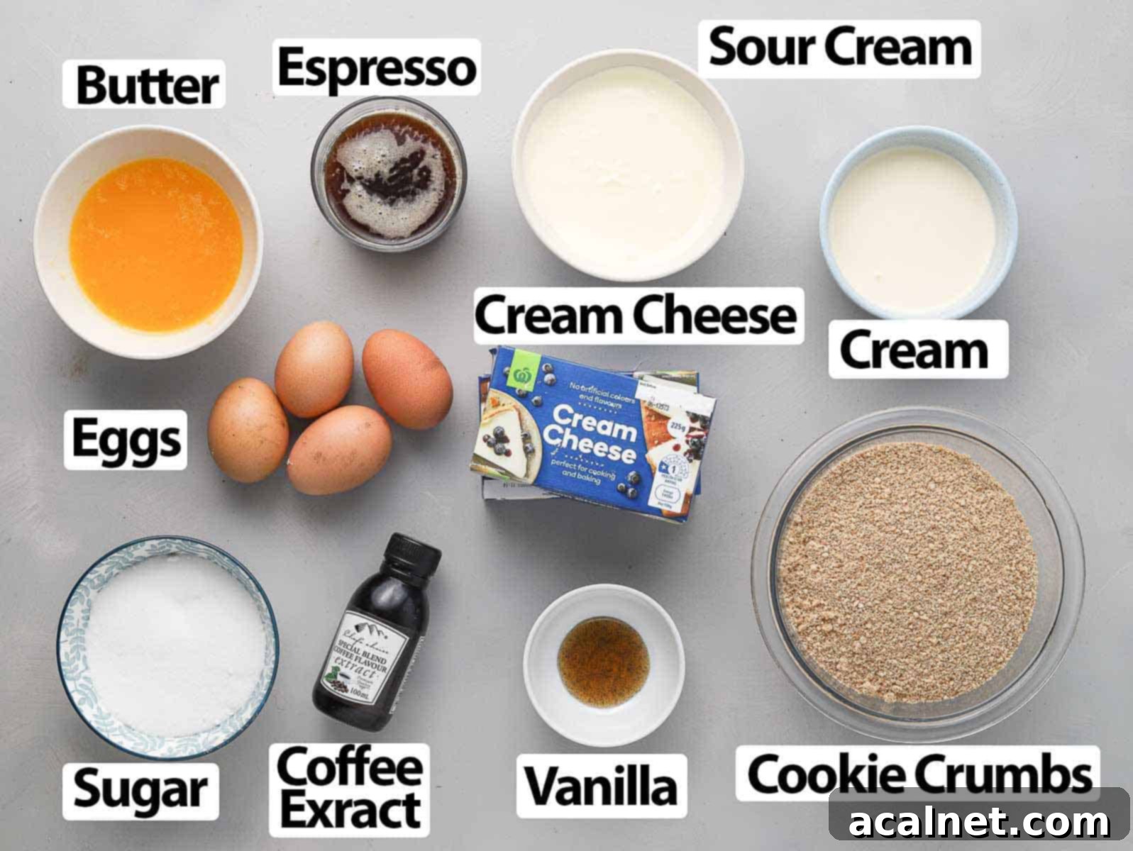 Ingredients on a grey surface.