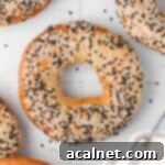 Close up on a bagel seen from above.