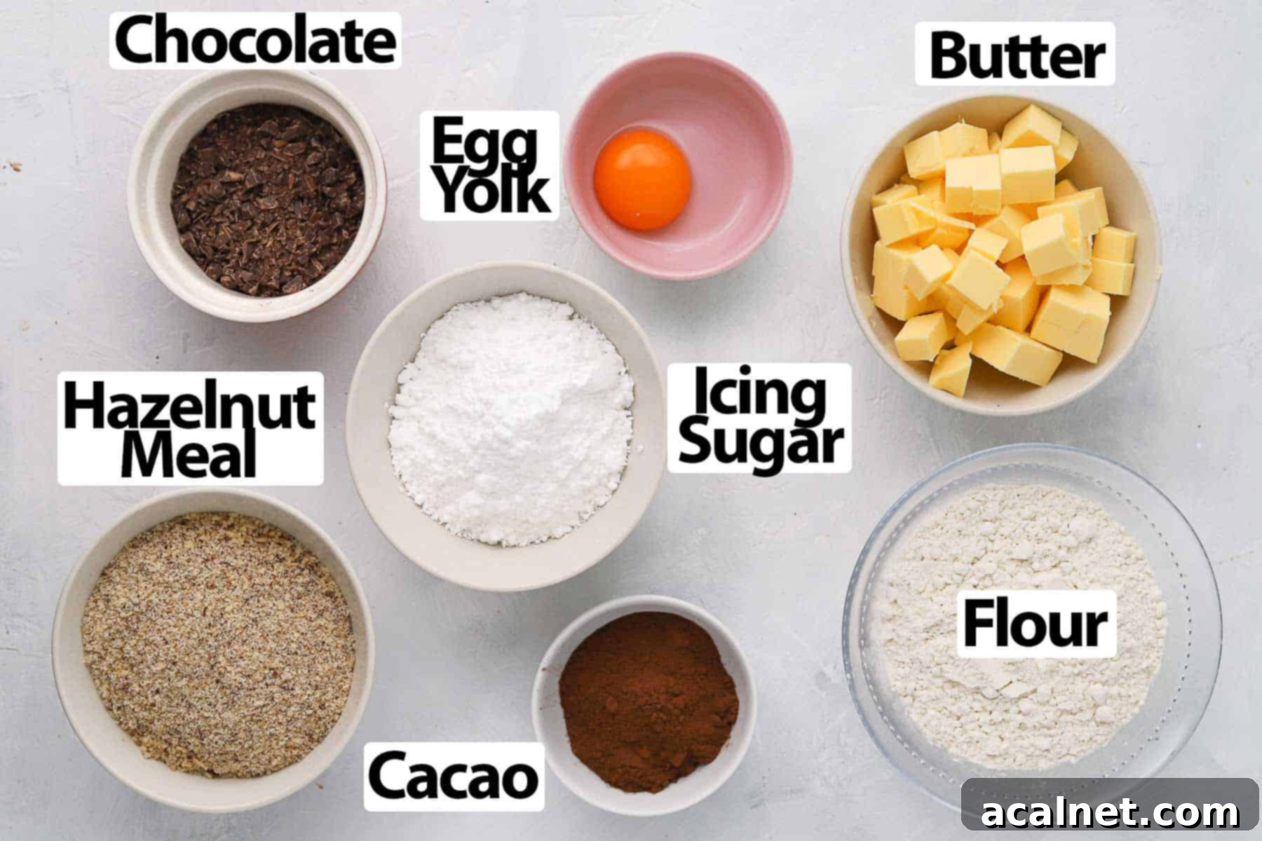 Ingredients on a white surface.