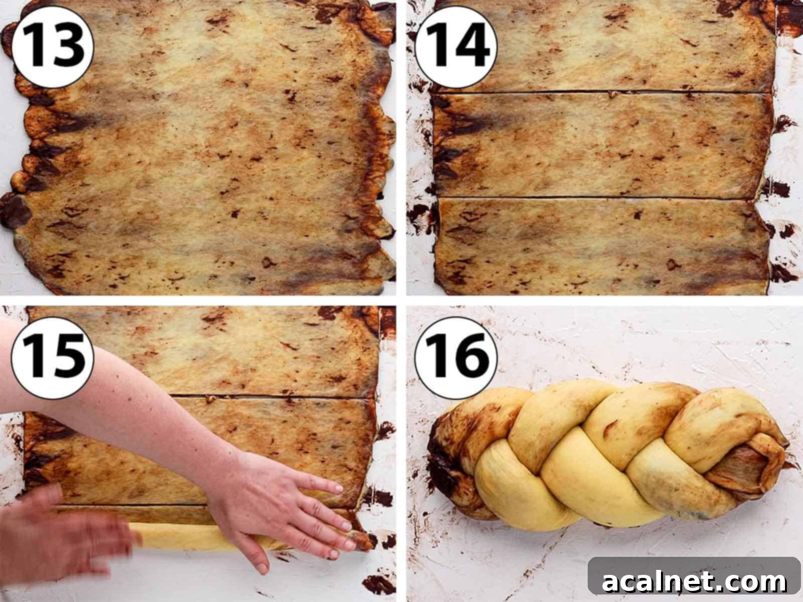 Process Shot Collage: shaping the brioche into a braid.