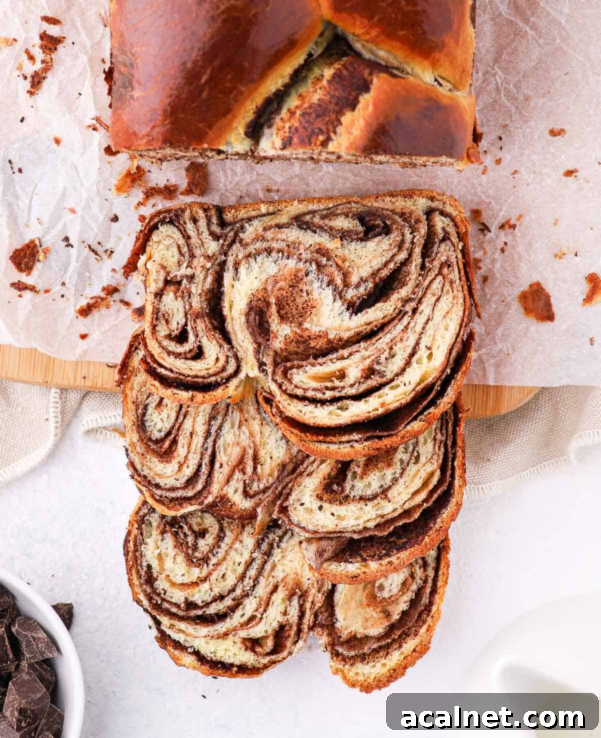 Close up on three slices of bread.