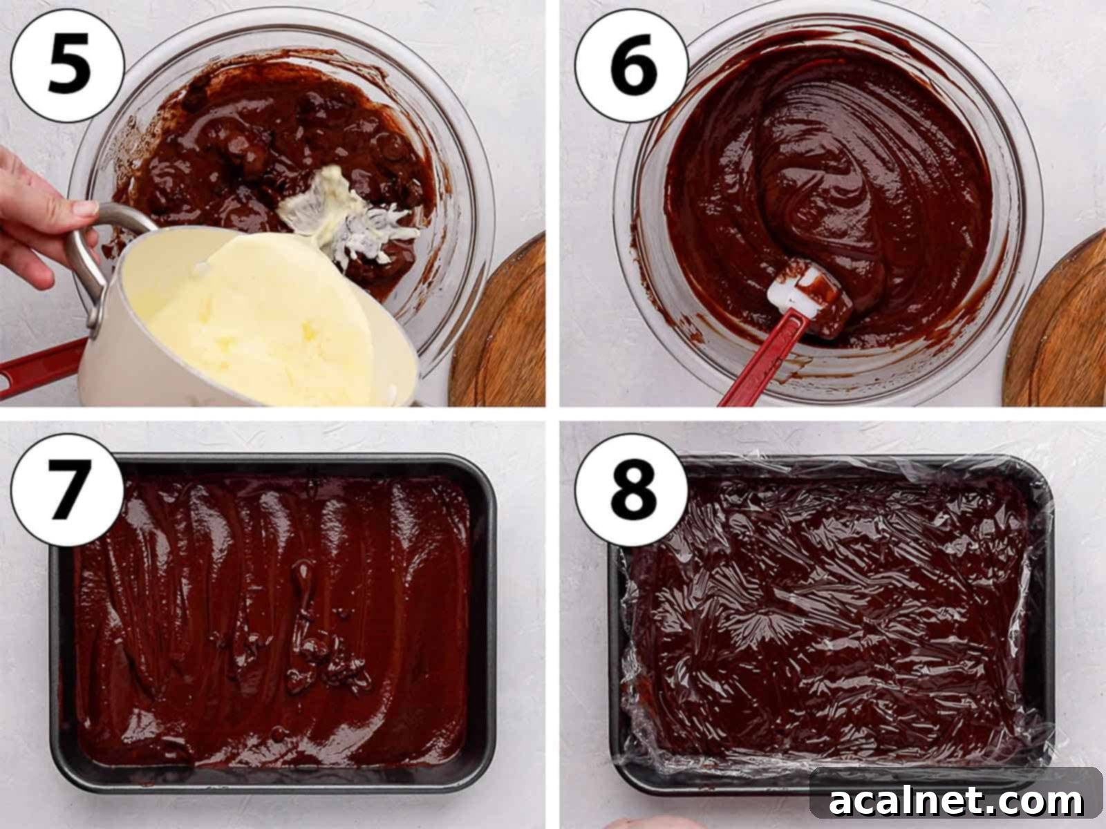 Process Shot Collage: melting the chocolate with the cream and chilling it.