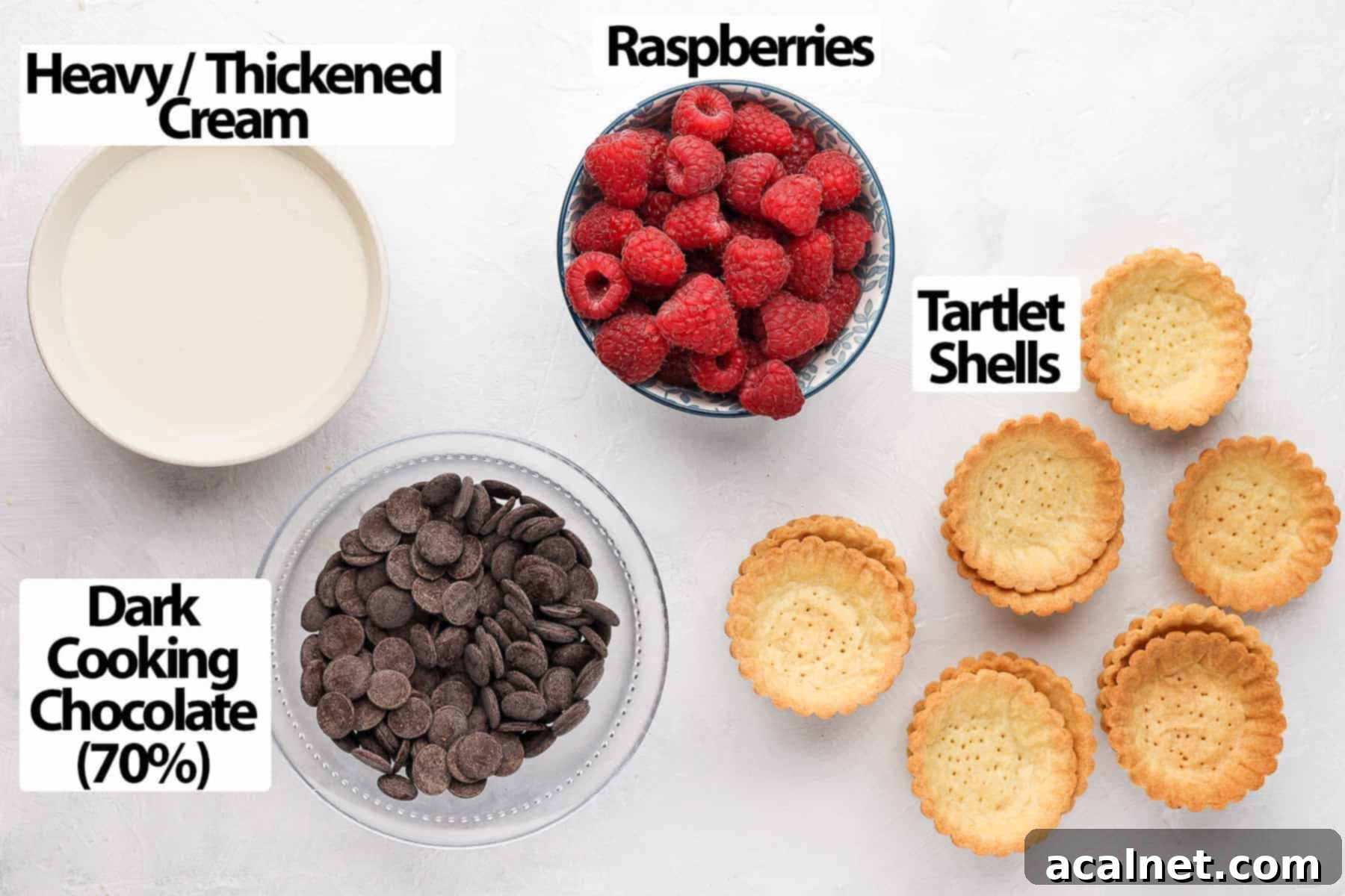 Ingredients on a white surface.