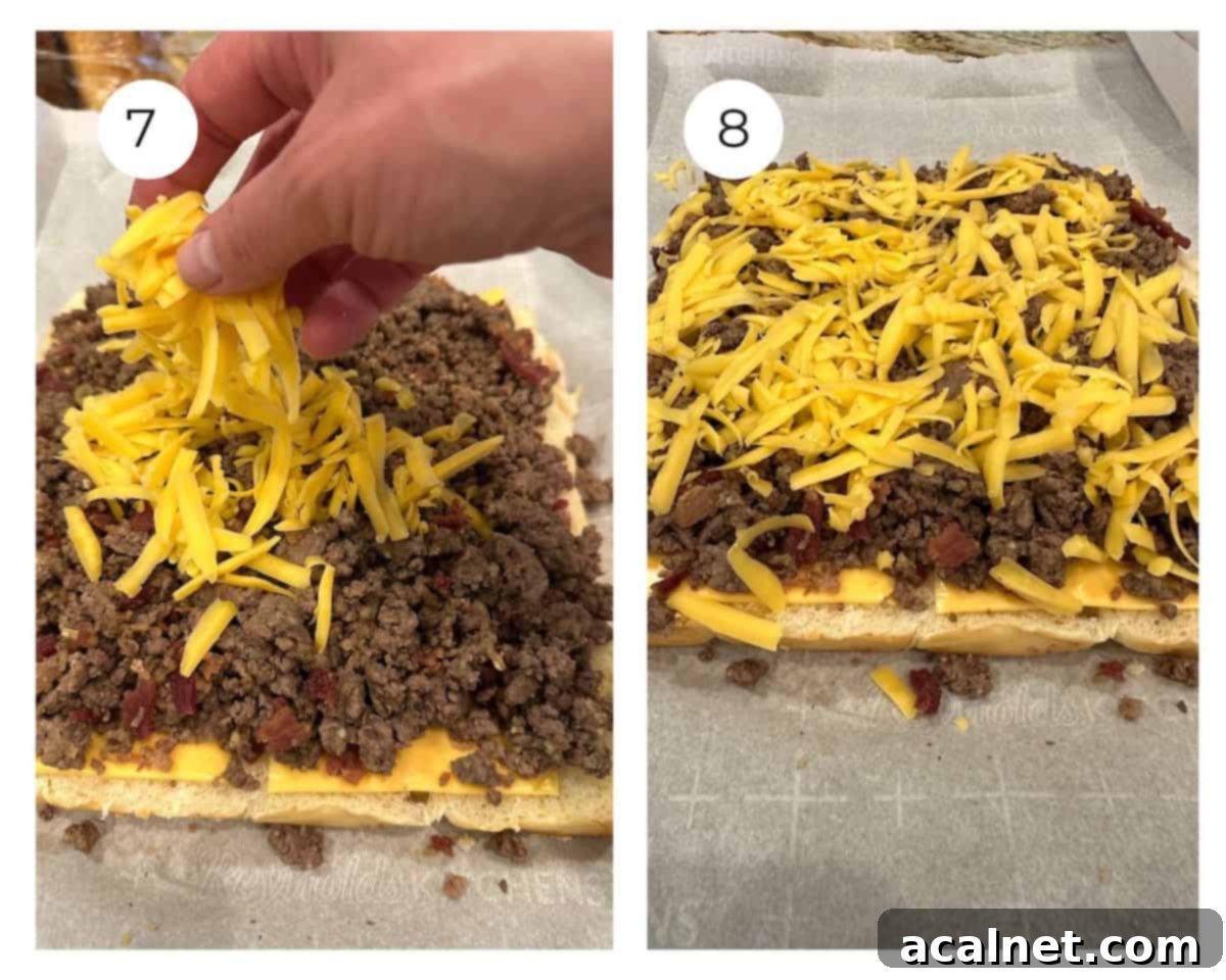 Shredded cheese on top of cooked ground beef.