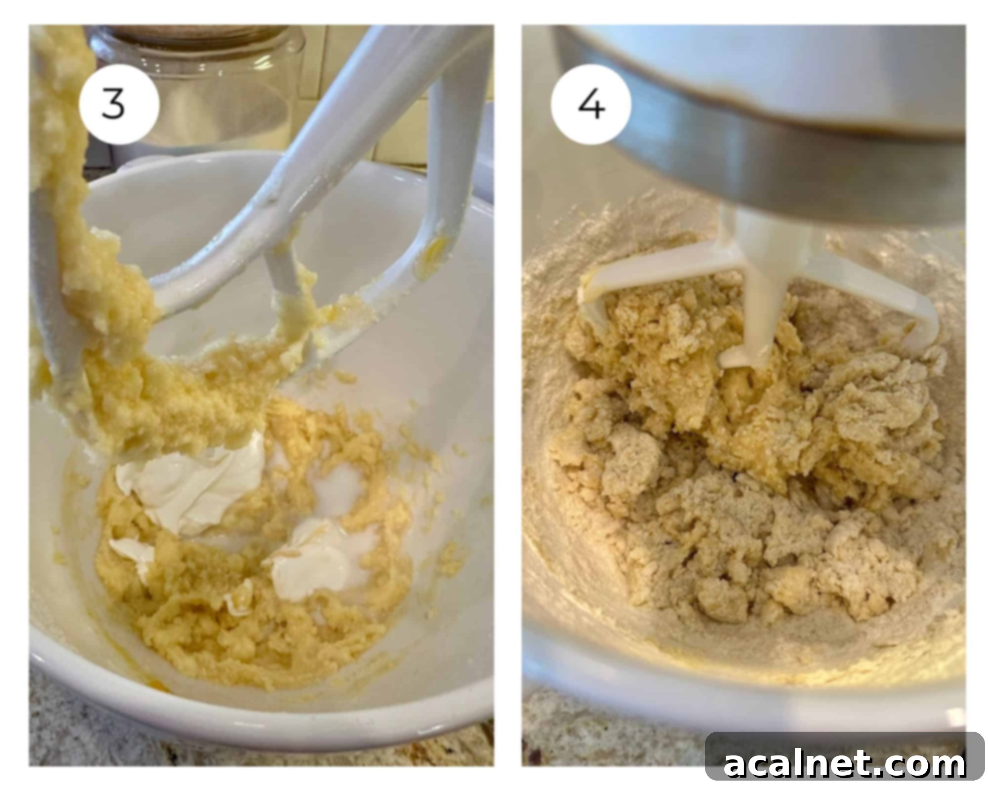 Cookie dough in a mixing bowl.