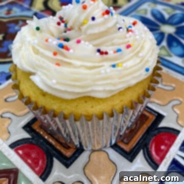 Cupcake with buttercream frosting on top.