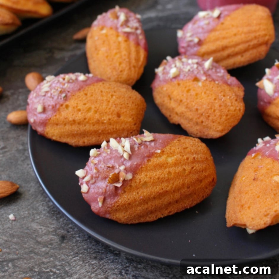 Madeleines placed over a black plate