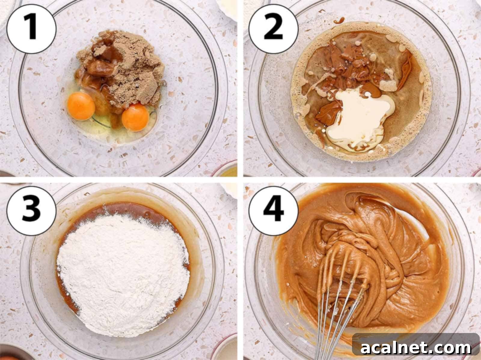 Process Shot Collage: mixing the ingredients to make the cupcake sponge base.