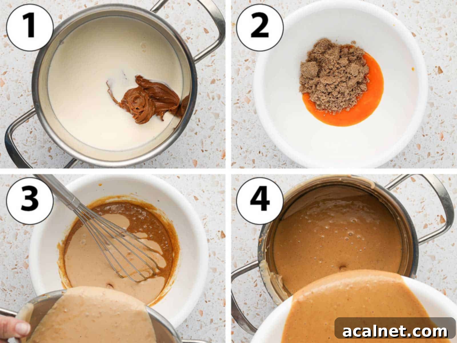 Process Shot Collage: making the biscoff custard base.