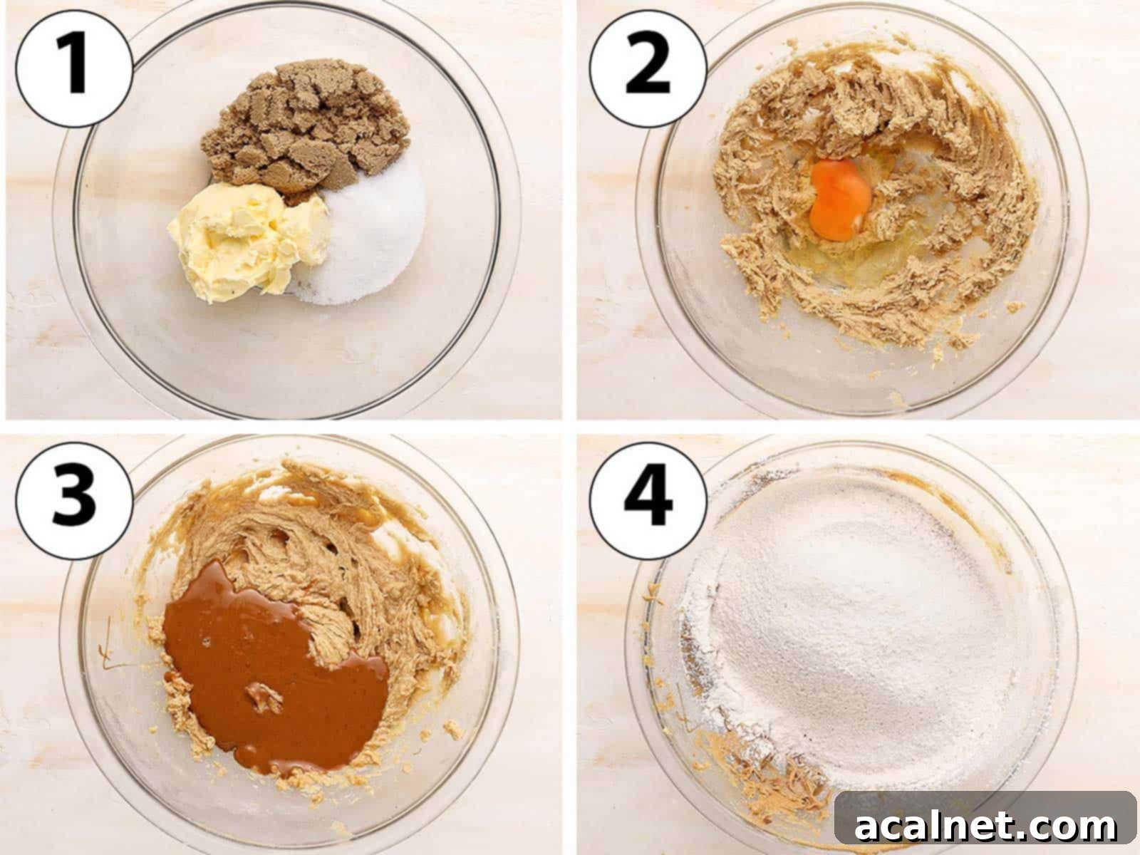 Process Shot Collage: mixing the ingredients in a glass bowl.