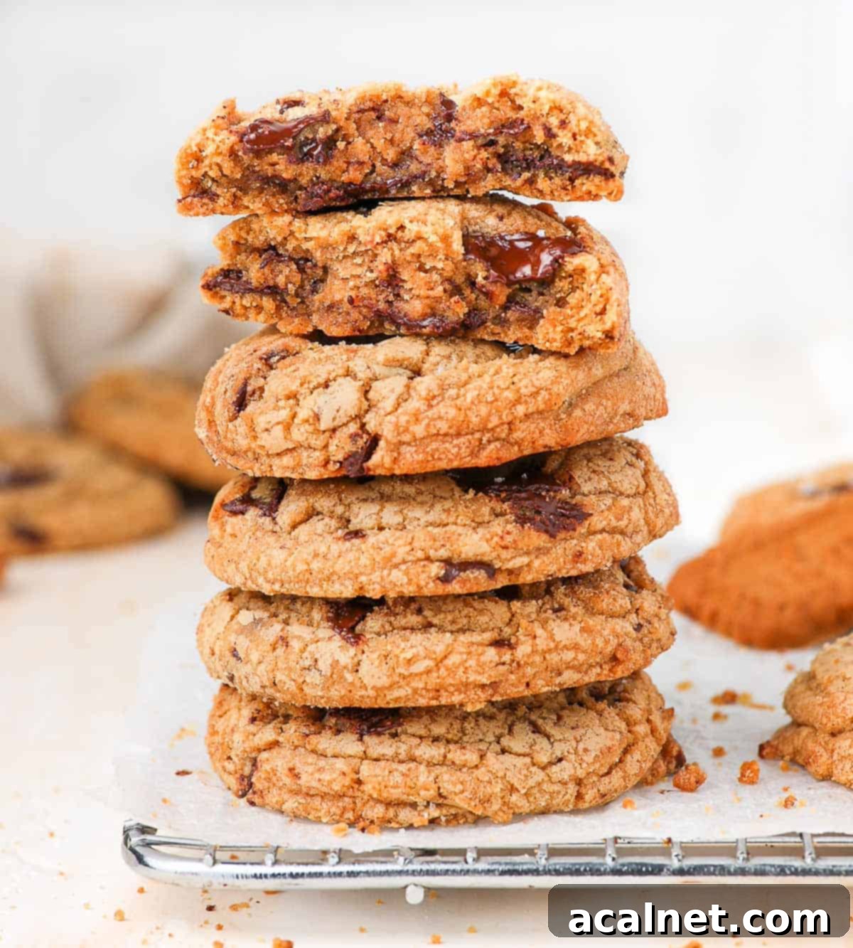 Cookie Stack with top cookie sliced in half.