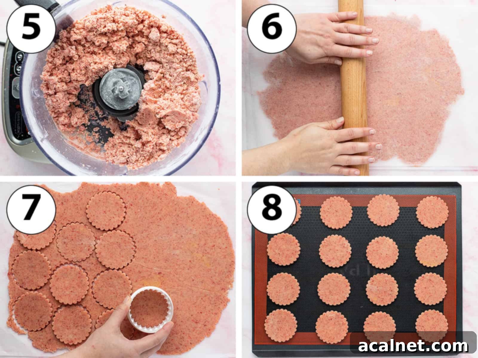 Process Shot Collage: rolling the cookie dough and cutting out the cookies.