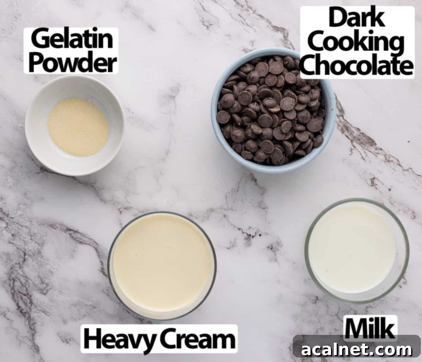 Ingredients over a light grey marble surface.