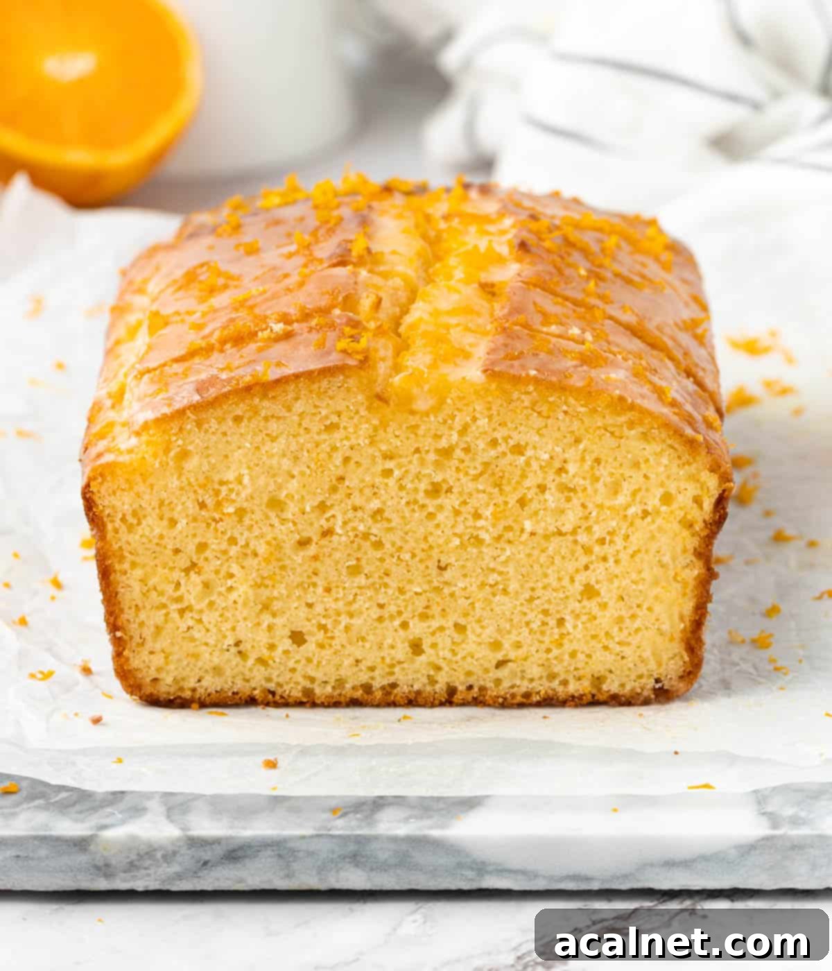 Head on view of the cake crumb.