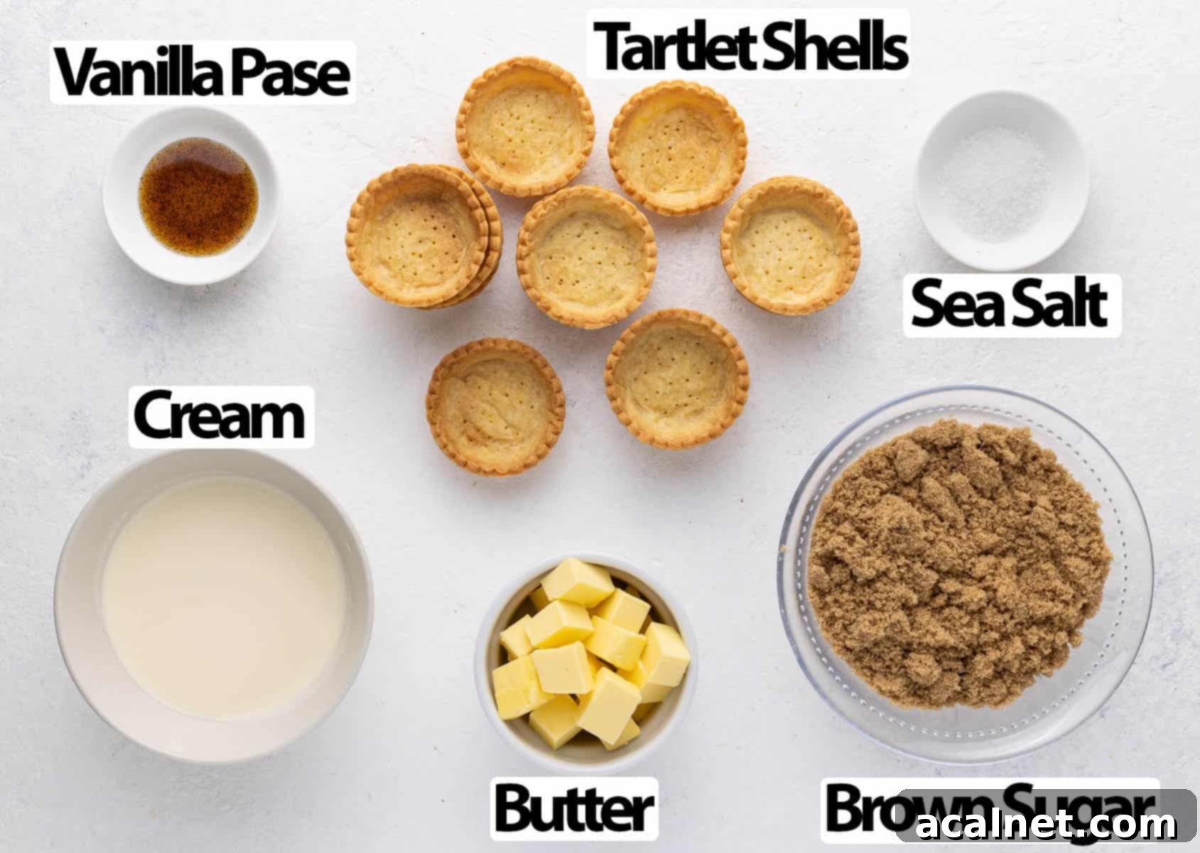 Ingredients laid on a white surface.