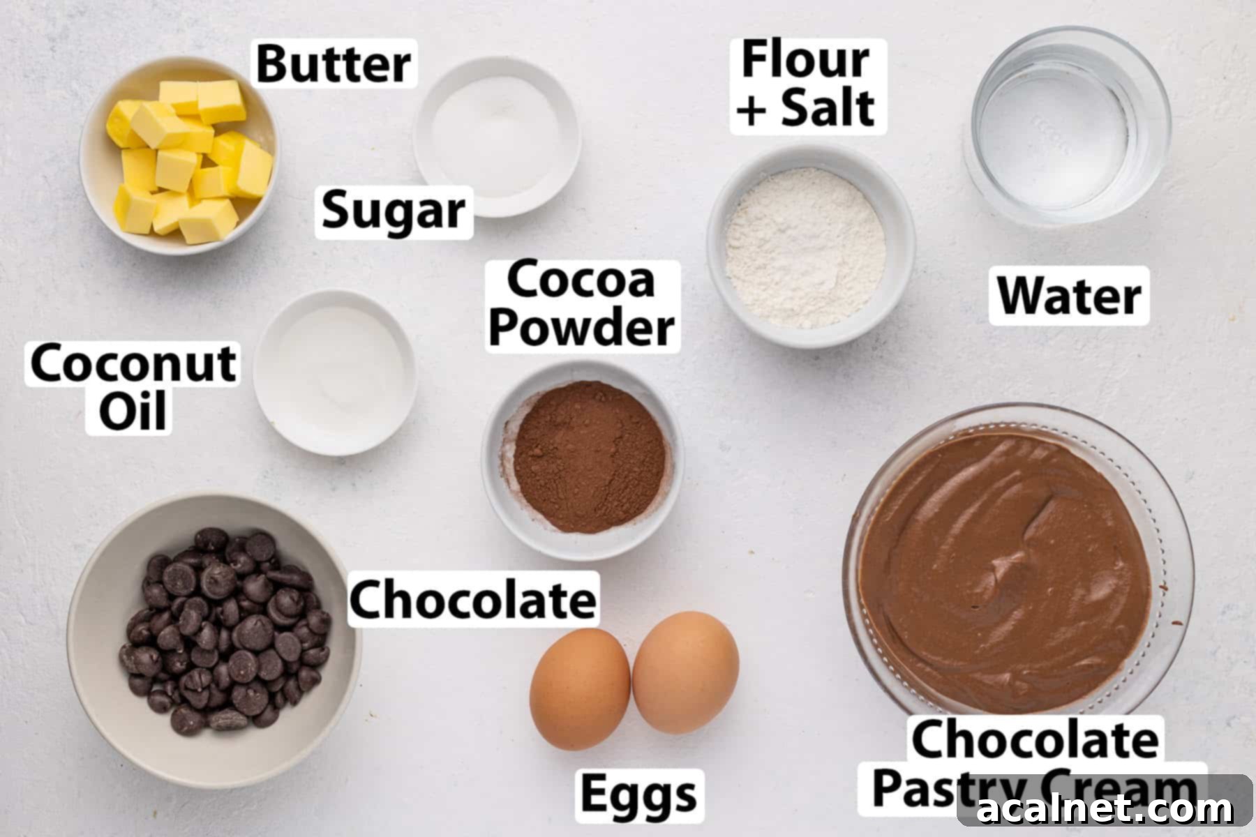Ingredients laid on a white surface.