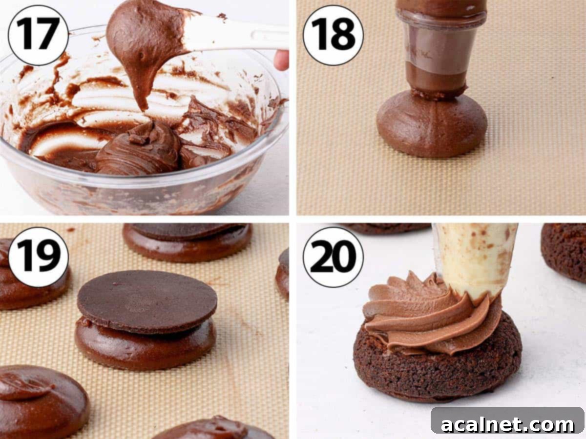 Process Shot Collage: piping the pastry on a baking sheet, topping it with a disk of craquelin then filling with cream once baked.