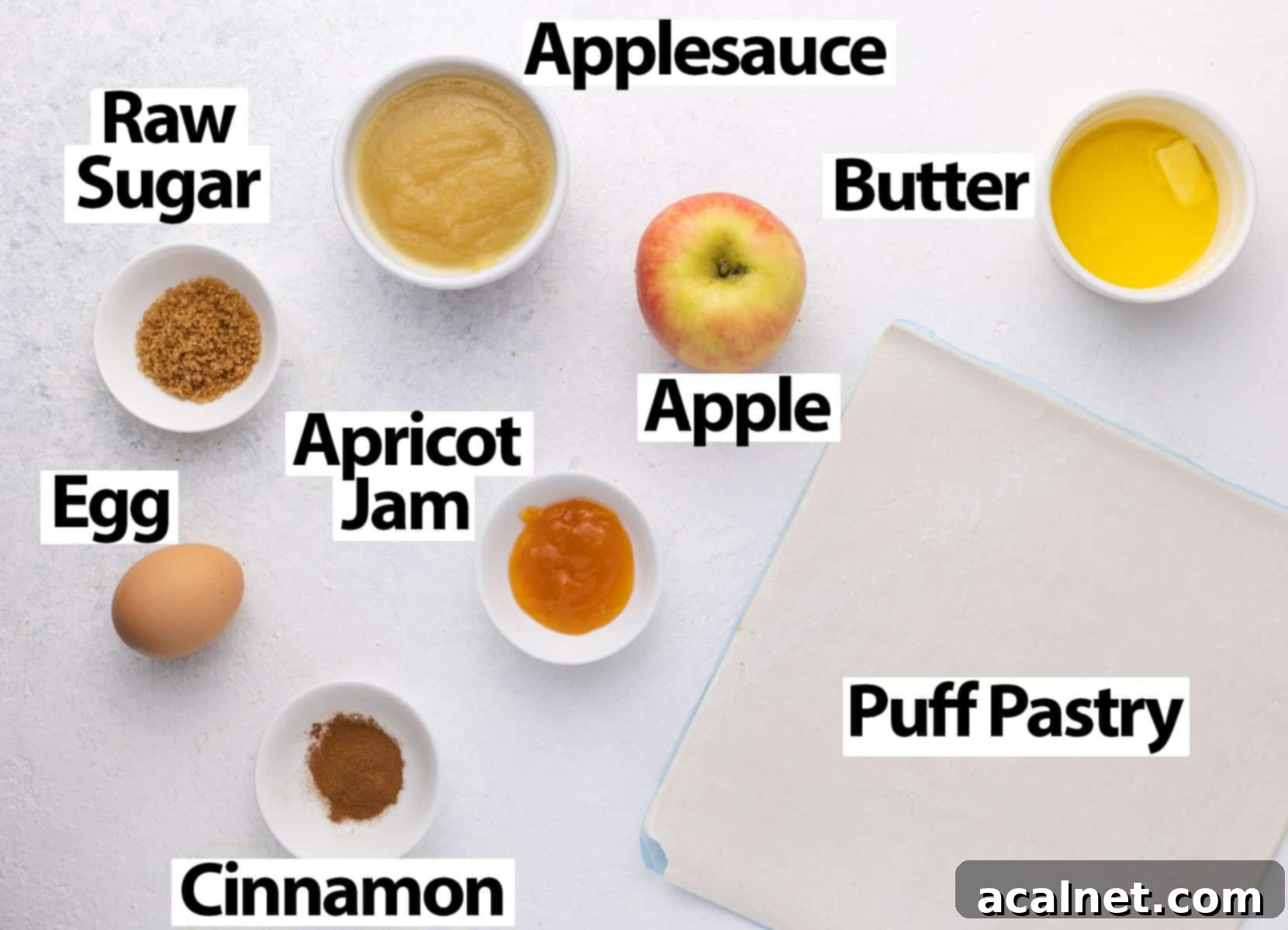 Ingredients laid on a white surface.