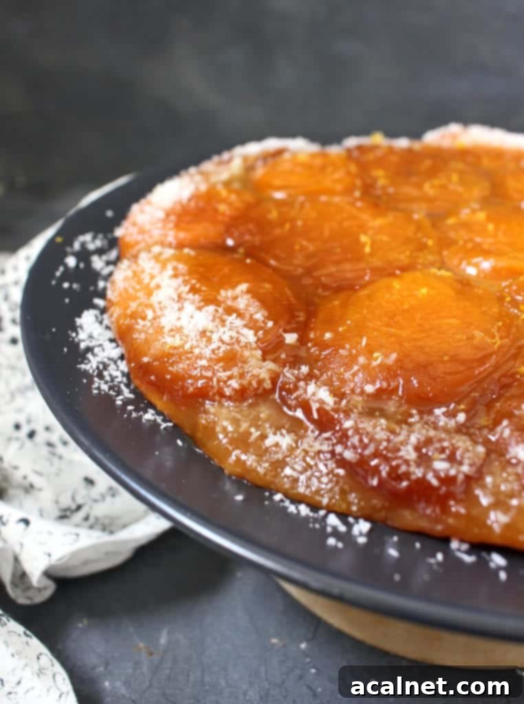 Side view of the tart, showing the thickness of the crust and fruit