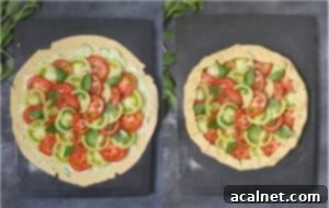 Tomato Galette with Basil Whipped Feta being assembled, showing folded edges