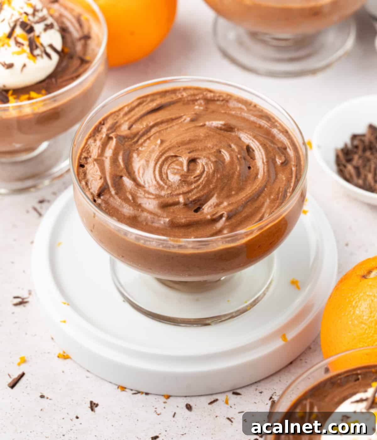 Set mousse inside a glass dessert cup.