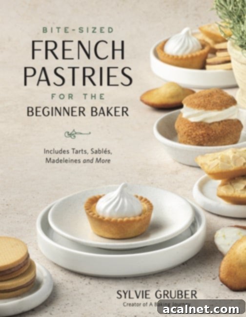 cover of the cookbook, 'Bite-Sized French Pastries for the Beginner Baker'.