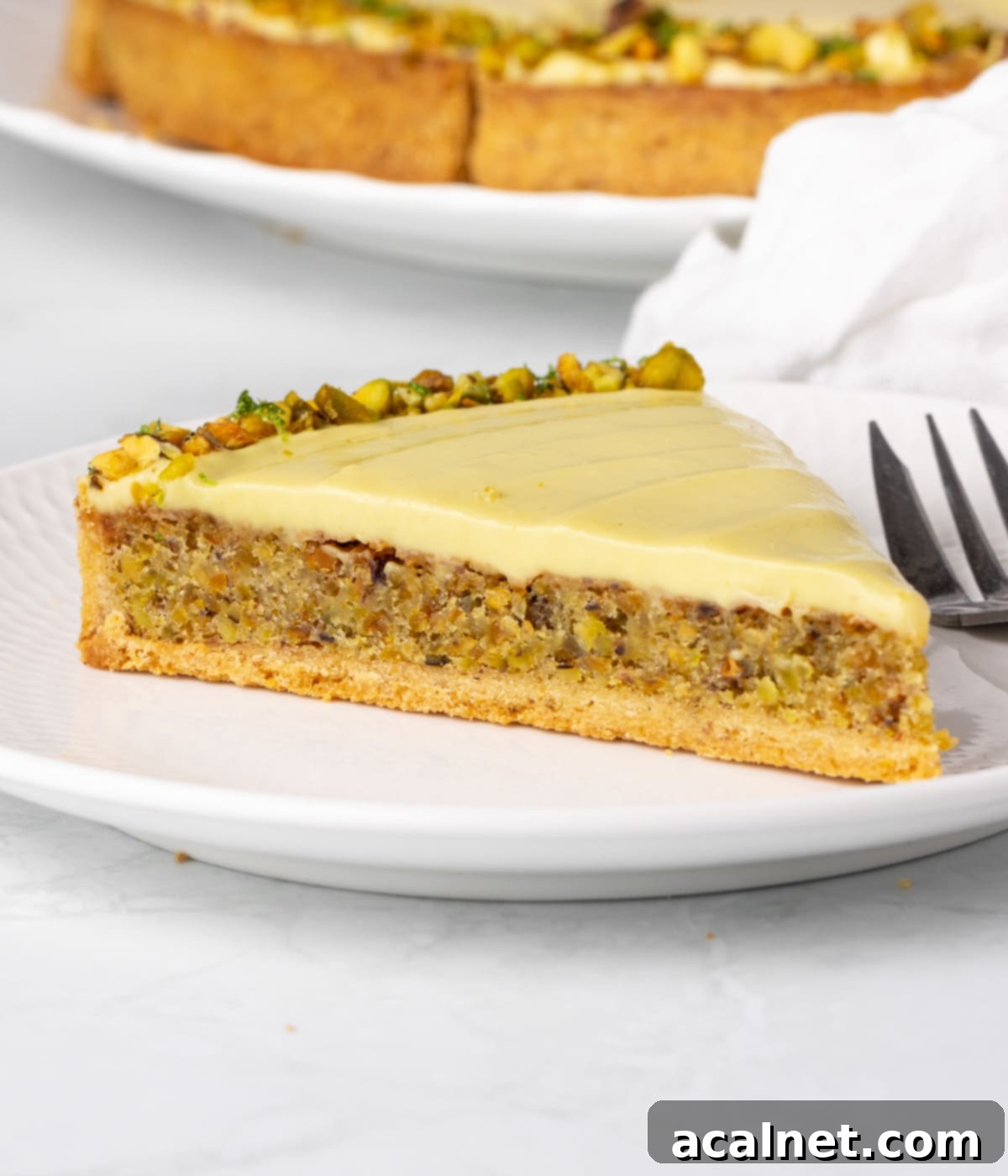 One slice on a small white plate.