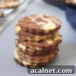 Stack of Chocolate Vanilla Marble Cookies, perfect for showcasing the unique two-tone design.