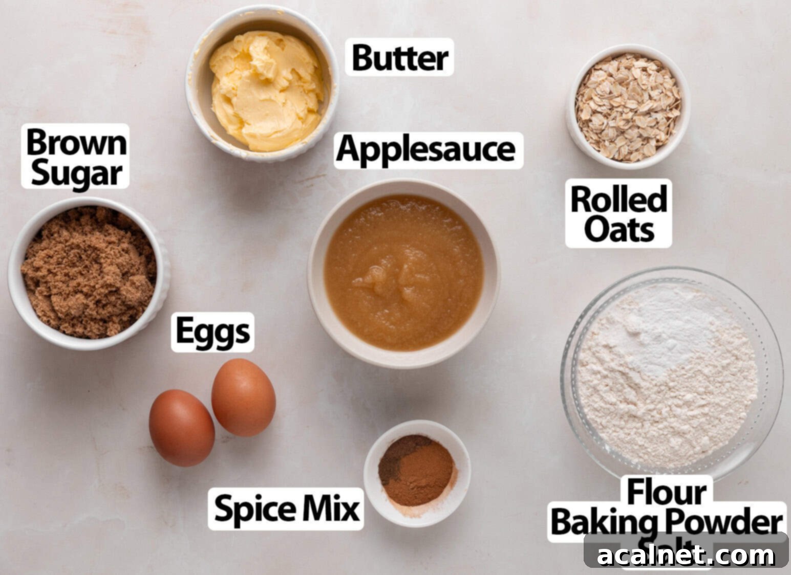 Ingredients laid on light beige surface.