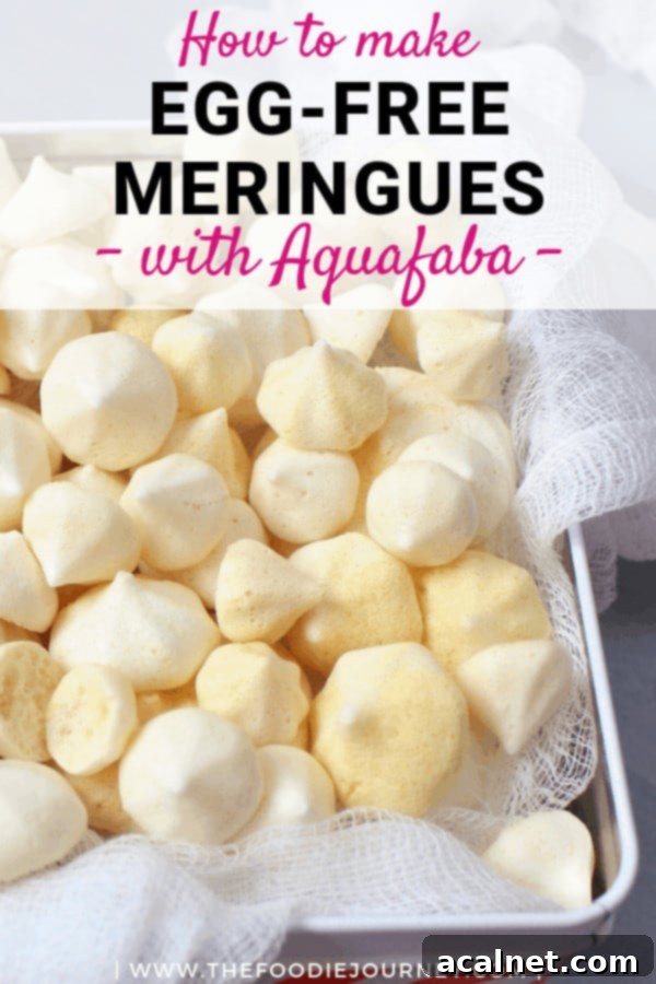 Step-by-step image illustrating how to make Egg-Free Meringues with Aquafaba, a completely Vegan alternative.