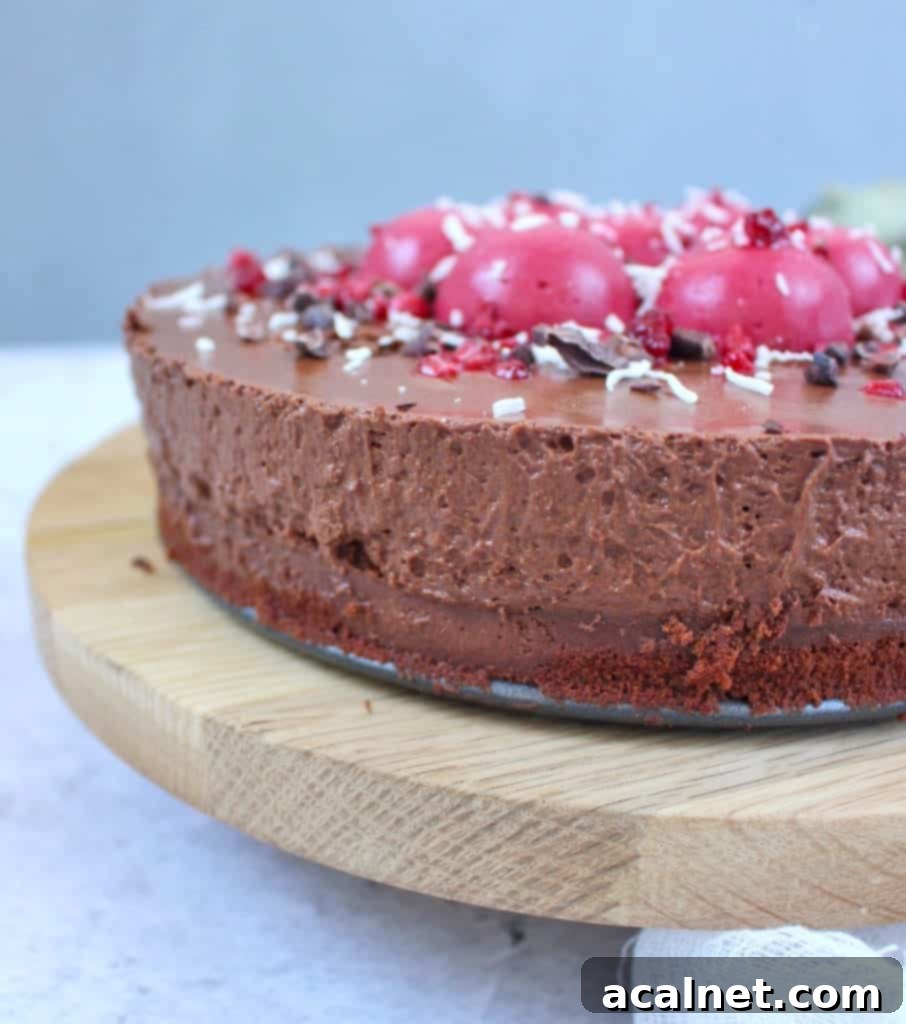 Side view on the Chocolate Mousse Cake