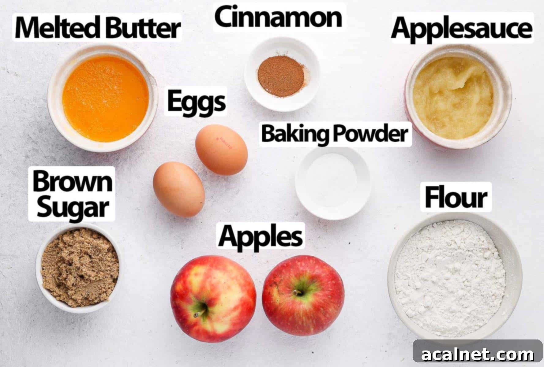 Ingredients on a white surface.