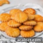 Buttery Breton Cookie Delights 10 Sables Bretons Cookies stacked on a small white plate.